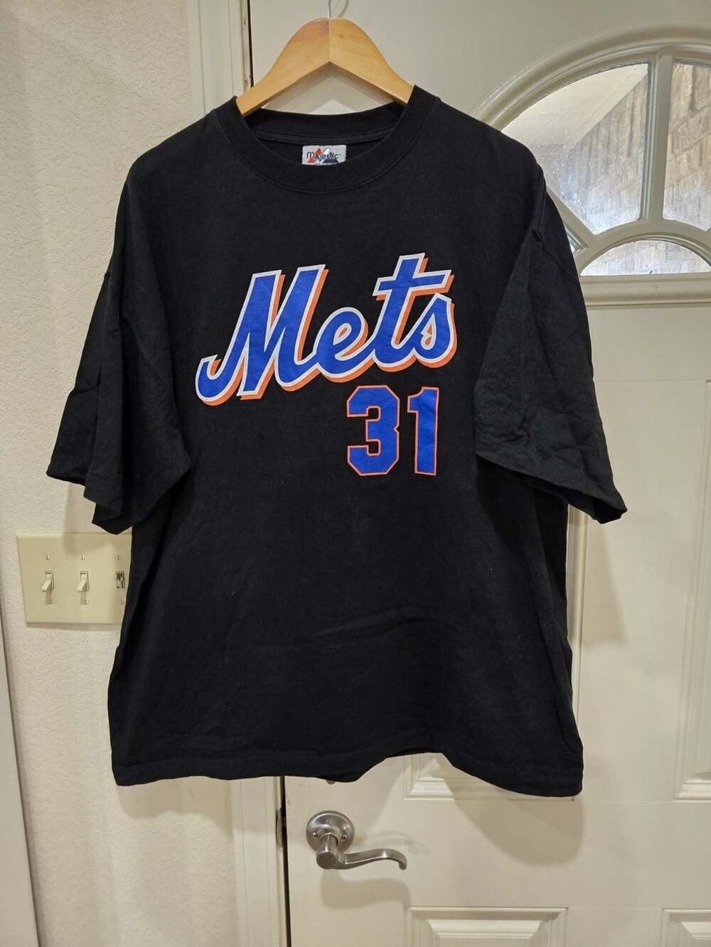 VTG MIKE PIAZZA #31 NEW YORK METS T SHIRT XL MAJESTIC BASEBALL MLB NY Big Apple